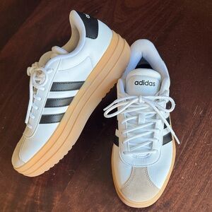 Adidas Court Platform White and Black Shoes with Tan Sole